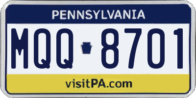PA license plate MQQ8701