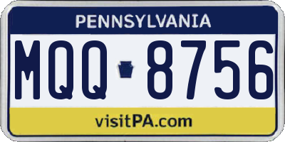 PA license plate MQQ8756