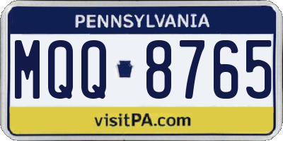 PA license plate MQQ8765