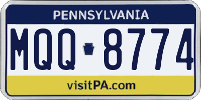 PA license plate MQQ8774