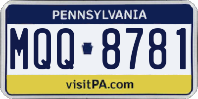 PA license plate MQQ8781