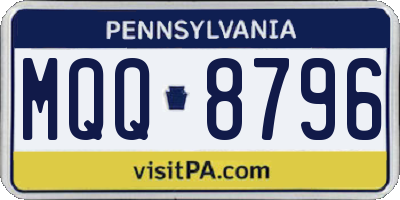 PA license plate MQQ8796