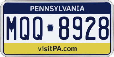 PA license plate MQQ8928