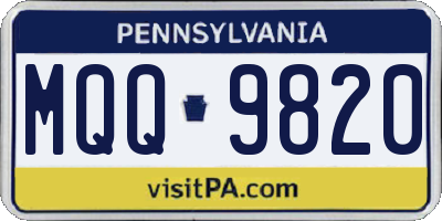 PA license plate MQQ9820