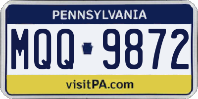 PA license plate MQQ9872