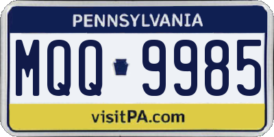 PA license plate MQQ9985