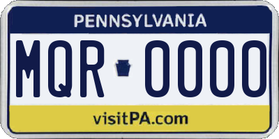 PA license plate MQR0000