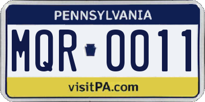 PA license plate MQR0011