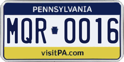 PA license plate MQR0016
