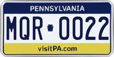 PA license plate MQR0022