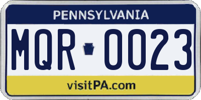 PA license plate MQR0023