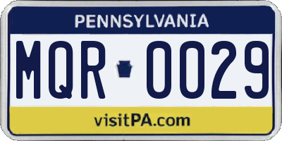 PA license plate MQR0029