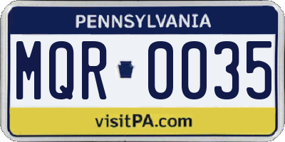 PA license plate MQR0035