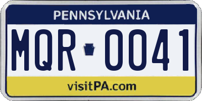 PA license plate MQR0041