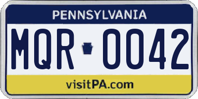 PA license plate MQR0042