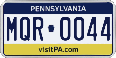 PA license plate MQR0044