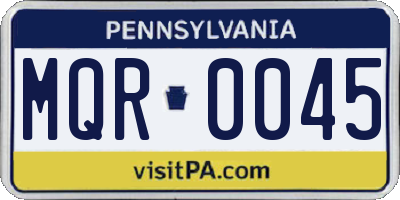 PA license plate MQR0045