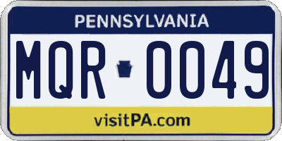 PA license plate MQR0049