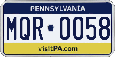 PA license plate MQR0058