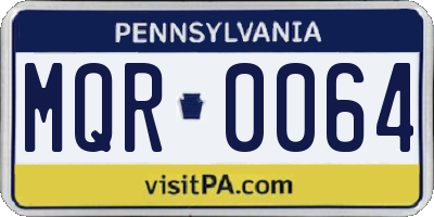 PA license plate MQR0064