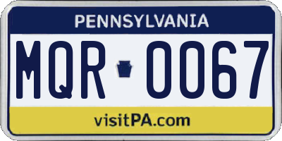 PA license plate MQR0067