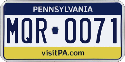 PA license plate MQR0071