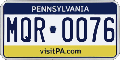 PA license plate MQR0076