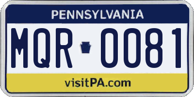PA license plate MQR0081
