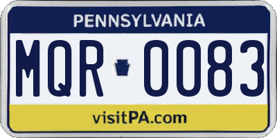 PA license plate MQR0083