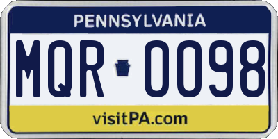 PA license plate MQR0098
