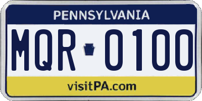 PA license plate MQR0100