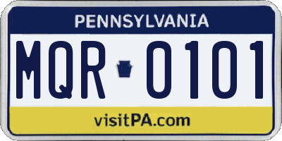 PA license plate MQR0101