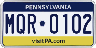 PA license plate MQR0102