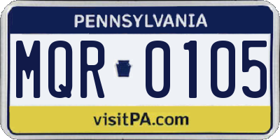 PA license plate MQR0105