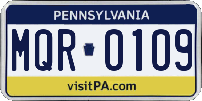PA license plate MQR0109