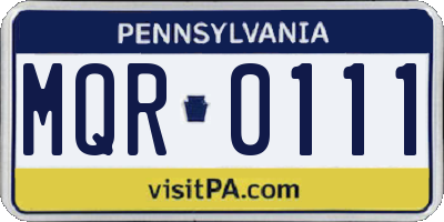 PA license plate MQR0111