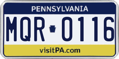 PA license plate MQR0116