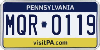 PA license plate MQR0119