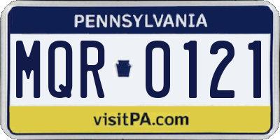 PA license plate MQR0121