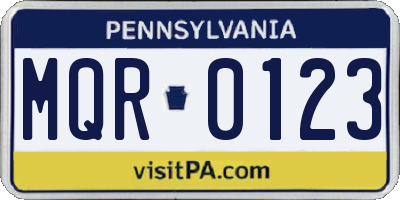PA license plate MQR0123