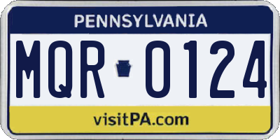 PA license plate MQR0124