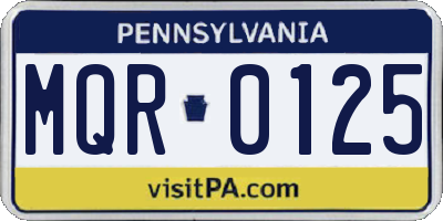 PA license plate MQR0125