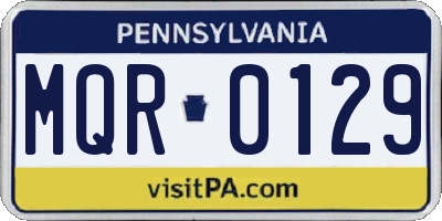 PA license plate MQR0129