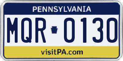 PA license plate MQR0130