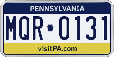 PA license plate MQR0131