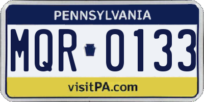 PA license plate MQR0133