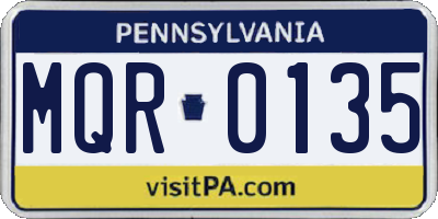 PA license plate MQR0135