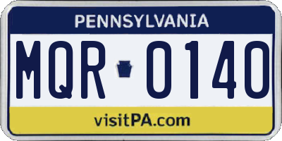 PA license plate MQR0140