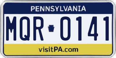 PA license plate MQR0141
