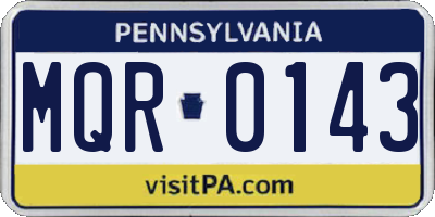 PA license plate MQR0143